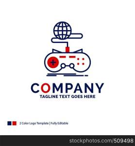 Company Name Logo Design For Game, gaming, internet, multiplayer, online. Blue and red Brand Name Design with place for Tagline. Abstract Creative Logo template for Small and Large Business.