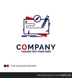 Company Name Logo Design For Game, map, mission, quest, role. Blue and red Brand Name Design with place for Tagline. Abstract Creative Logo template for Small and Large Business.