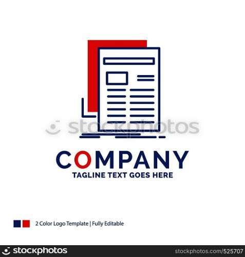 Company Name Logo Design For Gazette, media, news, newsletter, newspaper. Blue and red Brand Name Design with place for Tagline. Abstract Creative Logo template for Small and Large Business.