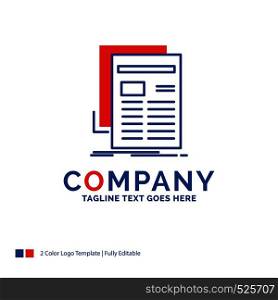 Company Name Logo Design For Gazette, media, news, newsletter, newspaper. Blue and red Brand Name Design with place for Tagline. Abstract Creative Logo template for Small and Large Business.
