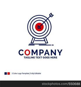 Company Name Logo Design For goal, hit, market, success, target. Blue and red Brand Name Design with place for Tagline. Abstract Creative Logo template for Small and Large Business.