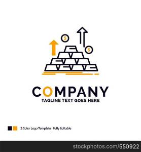 Company Name Logo Design For gold, coin, cash, money, growth. Purple and yellow Brand Name Design with place for Tagline. Creative Logo template for Small and Large Business.