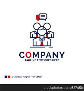 Company Name Logo Design For group, business, meeting, people, team. Blue and red Brand Name Design with place for Tagline. Abstract Creative Logo template for Small and Large Business.