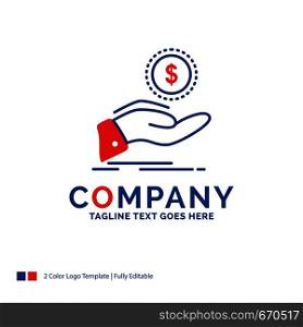 Company Name Logo Design For help, cash out, debt, finance, loan. Blue and red Brand Name Design with place for Tagline. Abstract Creative Logo template for Small and Large Business.