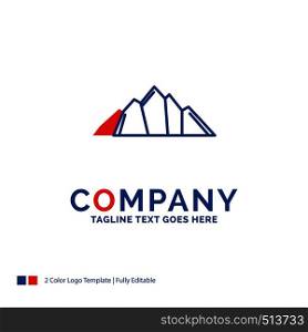 Company Name Logo Design For hill, landscape, nature, mountain, scene. Blue and red Brand Name Design with place for Tagline. Abstract Creative Logo template for Small and Large Business.