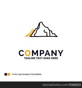 Company Name Logo Design For hill, landscape, nature, mountain, scene. Purple and yellow Brand Name Design with place for Tagline. Creative Logo template for Small and Large Business.