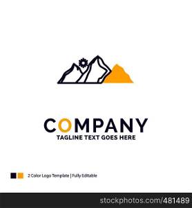 Company Name Logo Design For hill, landscape, nature, mountain, sun. Purple and yellow Brand Name Design with place for Tagline. Creative Logo template for Small and Large Business.