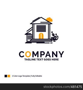 Company Name Logo Design For Home, house, Apartment, building, office. Purple and yellow Brand Name Design with place for Tagline. Creative Logo template for Small and Large Business.