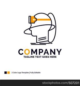 Company Name Logo Design For human, man, reality, user, virtual, vr. Purple and yellow Brand Name Design with place for Tagline. Creative Logo template for Small and Large Business.