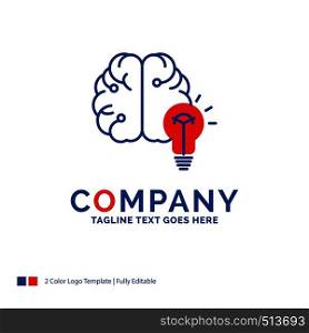Company Name Logo Design For idea, business, brain, mind, bulb. Blue and red Brand Name Design with place for Tagline. Abstract Creative Logo template for Small and Large Business.
