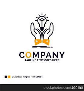 Company Name Logo Design For idea, ideas, creative, share, hands. Purple and yellow Brand Name Design with place for Tagline. Creative Logo template for Small and Large Business.