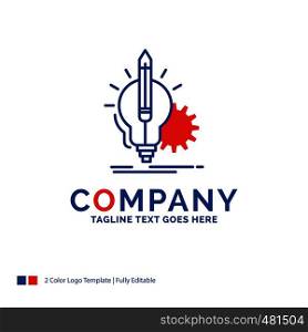 Company Name Logo Design For Idea, insight, key, lamp, lightbulb. Blue and red Brand Name Design with place for Tagline. Abstract Creative Logo template for Small and Large Business.