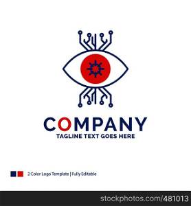 Company Name Logo Design For Infrastructure, monitoring, surveillance, vision, eye. Blue and red Brand Name Design with place for Tagline. Abstract Creative Logo template for Small and Large Business.
