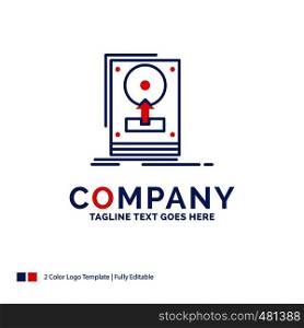 Company Name Logo Design For install, drive, hdd, save, upload. Blue and red Brand Name Design with place for Tagline. Abstract Creative Logo template for Small and Large Business.