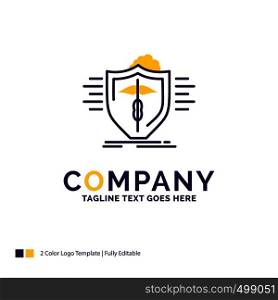 Company Name Logo Design For insurance, health, medical, protection, safe. Purple and yellow Brand Name Design with place for Tagline. Creative Logo template for Small and Large Business.