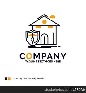 Company Name Logo Design For insurance, home, house, casualty, protection. Purple and yellow Brand Name Design with place for Tagline. Creative Logo template for Small and Large Business.