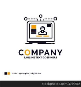 Company Name Logo Design For interface, website, user, layout, design. Purple and yellow Brand Name Design with place for Tagline. Creative Logo template for Small and Large Business.