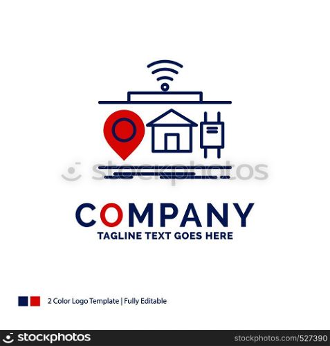 Company Name Logo Design For IOT, gadgets, internet, of, things. Blue and red Brand Name Design with place for Tagline. Abstract Creative Logo template for Small and Large Business.