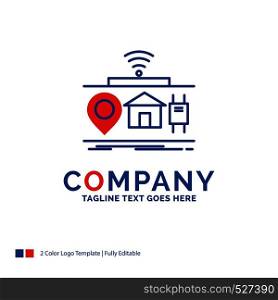 Company Name Logo Design For IOT, gadgets, internet, of, things. Blue and red Brand Name Design with place for Tagline. Abstract Creative Logo template for Small and Large Business.