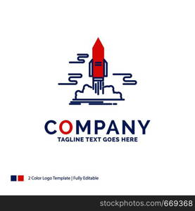 Company Name Logo Design For launch, Publish, App, shuttle, space. Blue and red Brand Name Design with place for Tagline. Abstract Creative Logo template for Small and Large Business.