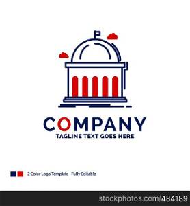 Company Name Logo Design For Library, school, education, learning, university. Blue and red Brand Name Design with place for Tagline. Abstract Creative Logo template for Small and Large Business.