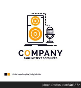 Company Name Logo Design For Live, mic, microphone, record, sound. Purple and yellow Brand Name Design with place for Tagline. Creative Logo template for Small and Large Business.