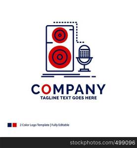 Company Name Logo Design For Live, mic, microphone, record, sound. Blue and red Brand Name Design with place for Tagline. Abstract Creative Logo template for Small and Large Business.