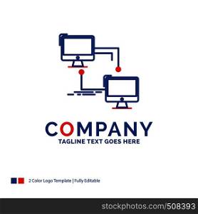 Company Name Logo Design For local, lan, connection, sync, computer. Blue and red Brand Name Design with place for Tagline. Abstract Creative Logo template for Small and Large Business.
