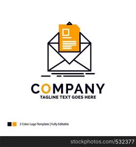 Company Name Logo Design For mail, contract, letter, email, briefing. Purple and yellow Brand Name Design with place for Tagline. Creative Logo template for Small and Large Business.