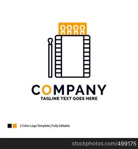 Company Name Logo Design For matches, camping, fire, bonfire, box. Purple and yellow Brand Name Design with place for Tagline. Creative Logo template for Small and Large Business.