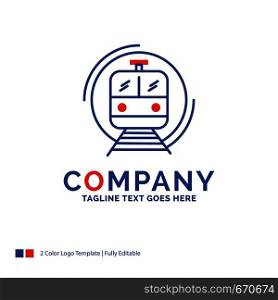 Company Name Logo Design For metro, train, smart, public, transport. Blue and red Brand Name Design with place for Tagline. Abstract Creative Logo template for Small and Large Business.
