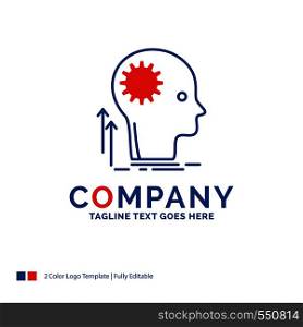 Company Name Logo Design For Mind, Creative, thinking, idea, brainstorming. Blue and red Brand Name Design with place for Tagline. Abstract Creative Logo template for Small and Large Business.