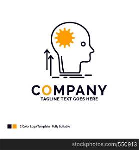 Company Name Logo Design For Mind, Creative, thinking, idea, brainstorming. Purple and yellow Brand Name Design with place for Tagline. Creative Logo template for Small and Large Business.