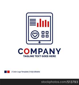 Company Name Logo Design For monitoring, health, heart, pulse, Patient Report. Blue and red Brand Name Design with place for Tagline. Abstract Creative Logo template for Small and Large Business.