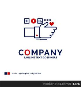 Company Name Logo Design For Monitoring, Technology, Fitness, Heart, Pulse. Blue and red Brand Name Design with place for Tagline. Abstract Creative Logo template for Small and Large Business.