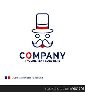 Company Name Logo Design For moustache, Hipster, movember, santa Clause, Hat. Blue and red Brand Name Design with place for Tagline. Abstract Creative Logo template for Small and Large Business.