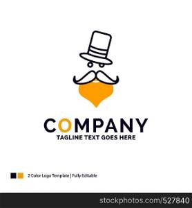 Company Name Logo Design For moustache, Hipster, movember, Santa Clause, Hat. Purple and yellow Brand Name Design with place for Tagline. Creative Logo template for Small and Large Business.