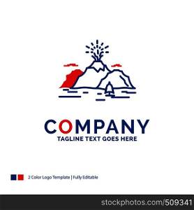 Company Name Logo Design For Nature, hill, landscape, mountain, blast. Blue and red Brand Name Design with place for Tagline. Abstract Creative Logo template for Small and Large Business.