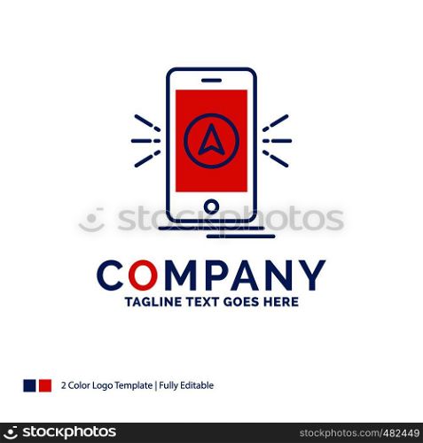Company Name Logo Design For navigation, app, camping, gps, location. Blue and red Brand Name Design with place for Tagline. Abstract Creative Logo template for Small and Large Business.