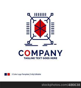 Company Name Logo Design For Object, prototyping, rapid, structure, 3d. Blue and red Brand Name Design with place for Tagline. Abstract Creative Logo template for Small and Large Business.