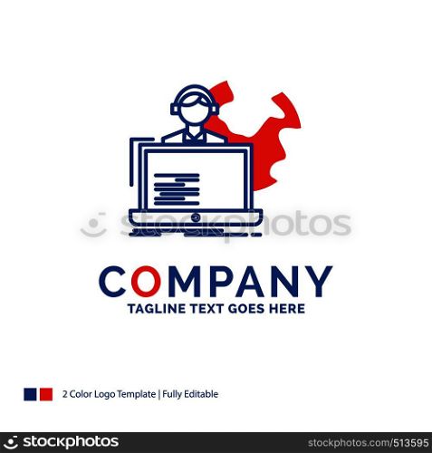Company Name Logo Design For outsource, outsourcing, allocation, human, online. Blue and red Brand Name Design with place for Tagline. Abstract Creative Logo template for Small and Large Business.