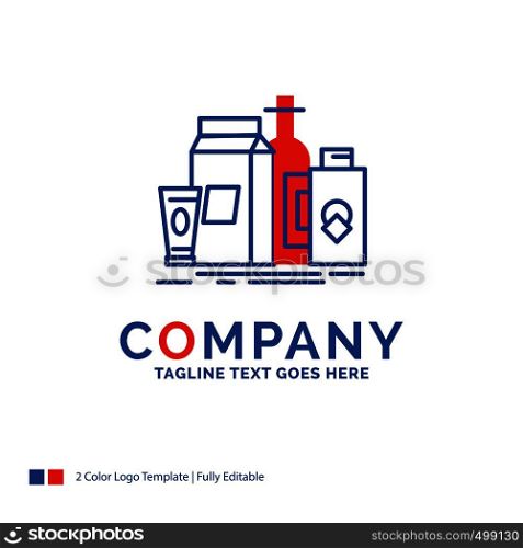 Company Name Logo Design For packaging, Branding, marketing, product, bottle. Blue and red Brand Name Design with place for Tagline. Abstract Creative Logo template for Small and Large Business.
