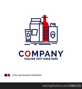 Company Name Logo Design For packaging, Branding, marketing, product, bottle. Blue and red Brand Name Design with place for Tagline. Abstract Creative Logo template for Small and Large Business.