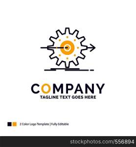 Company Name Logo Design For performance, progress, work, setting, gear. Purple and yellow Brand Name Design with place for Tagline. Creative Logo template for Small and Large Business.