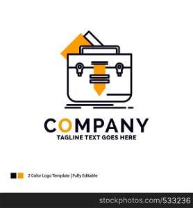 Company Name Logo Design For portfolio, Bag, file, folder, briefcase. Purple and yellow Brand Name Design with place for Tagline. Creative Logo template for Small and Large Business.