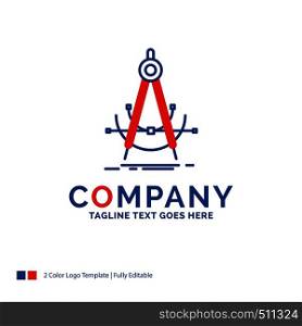 Company Name Logo Design For Precision, accure, geometry, compass, measurement. Blue and red Brand Name Design with place for Tagline. Abstract Creative Logo template for Small and Large Business.