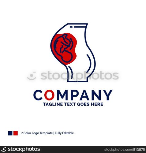 Company Name Logo Design For pregnancy, pregnant, baby, obstetrics, Mother. Blue and red Brand Name Design with place for Tagline. Abstract Creative Logo template for Small and Large Business.