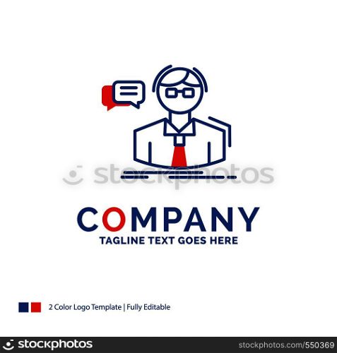 Company Name Logo Design For professor, student, scientist, teacher, school. Blue and red Brand Name Design with place for Tagline. Abstract Creative Logo template for Small and Large Business.