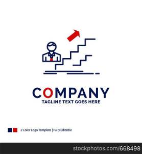 Company Name Logo Design For promotion, Success, development, Leader, career. Blue and red Brand Name Design with place for Tagline. Abstract Creative Logo template for Small and Large Business.