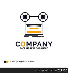 Company Name Logo Design For Record, recording, retro, tape, music. Purple and yellow Brand Name Design with place for Tagline. Creative Logo template for Small and Large Business.